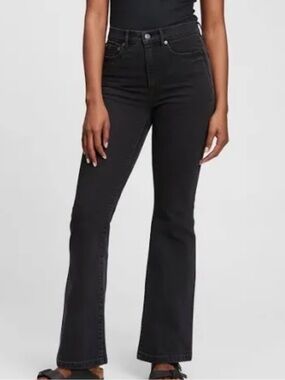 Gap Denim 70’s High Rise Flare Black Wash Jeans